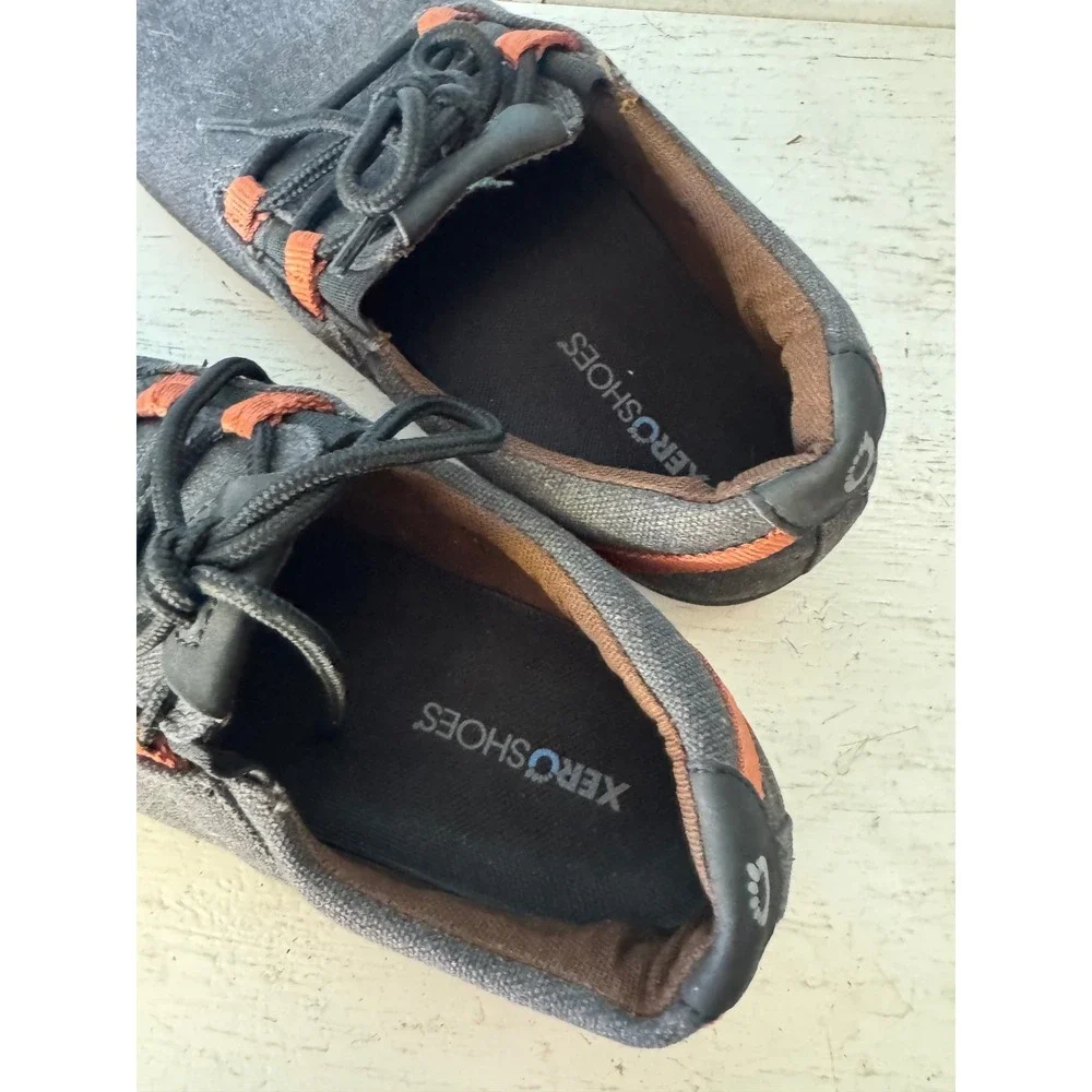 Xero Shoes Mens Hana Casual Barefoot Shoes Gray Orange Canvas Size 8 Minimalist